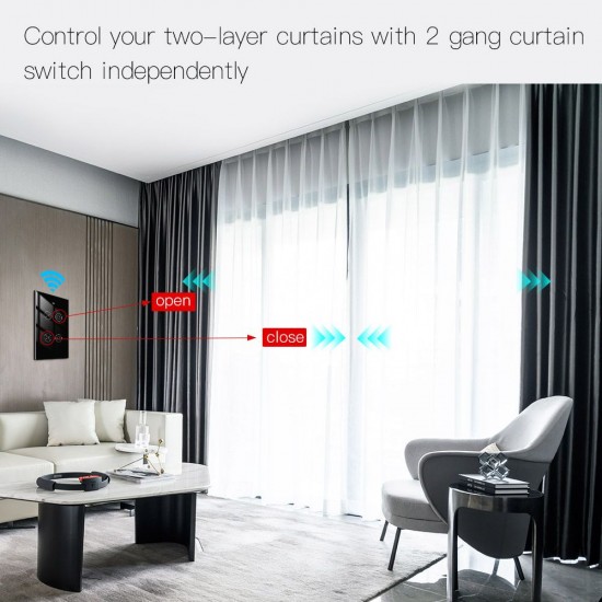 90-250V Wi-Fi Smart Curtain Switch Voice Control, Remote Control, RF433, Touch Control Compatible with Alexa Google Home Schedule, Timer, Countdown Needs Neutral Wire No Hub Required 90-250V Wi-Fi Smart Curtain Switch Voice Control, Remote Control, RF433, Touch Control Compatible with Alexa Google Home Schedule, Timer, Countdown Needs Neutral Wire No Hub Required