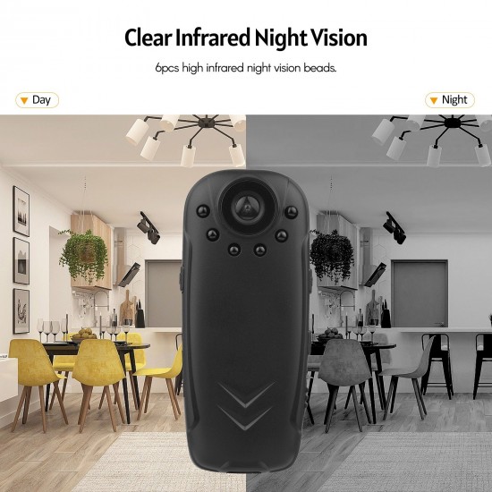 Wearable Body Camera Multifunctional Video Recorder with Motion Detection Infrared Night Vision for Home Security Car Office Wearable Body Camera Multifunctional Video Recorder with Motion Detection Infrared Night Vision for Home Security Car Office