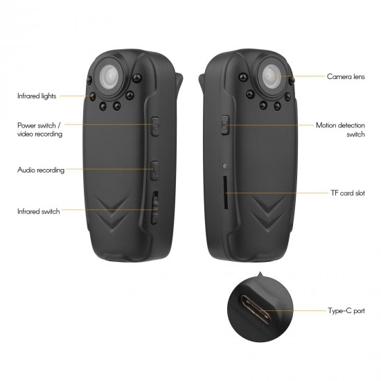 Wearable Body Camera Multifunctional Video Recorder with Motion Detection Infrared Night Vision for Home Security Car Office Wearable Body Camera Multifunctional Video Recorder with Motion Detection Infrared Night Vision for Home Security Car Office
