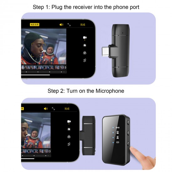 2.4GHz Wireless Microphone Clip-on Lavalier Microphone Transmitter Receiver Ear Return Monitoring for Live Vlog Video Recoding Interview 2.4GHz Wireless Microphone Clip-on Lavalier Microphone Transmitter Receiver Ear Return Monitoring for Live Vlog Video Recoding Interview
