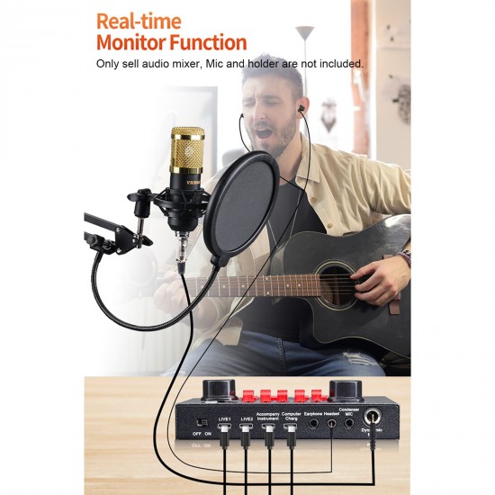 V8S Audio Karaoke BT Mixer Multifunctional External Sound Card 6 Sound Modes 12 Sound Effects for Online Singing Chatting Live Video Music Recording V8S Audio Karaoke BT Mixer Multifunctional External Sound Card 6 Sound Modes 12 Sound Effects for Online Singing Chatting Live Video Music Recording