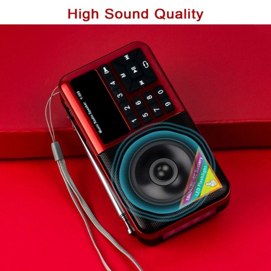 Y-509 Portable FM Radio Mini Digital Raido Speaker with LED Flashlight Screen Display MP3 Music Player Y-509 Portable FM Radio Mini Digital Raido Speaker with LED Flashlight Screen Display MP3 Music Player