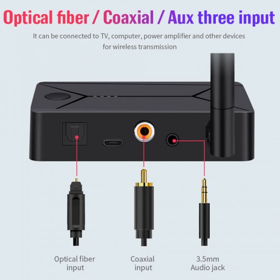 TX13 Bluetooth 5.0 Audio Transmitter 3.5mm AUX Jack RCA USB Coaxial Optical Stereo Wireless Adapter for TV PC Headphone TX13 Bluetooth 5.0 Audio Transmitter 3.5mm AUX Jack RCA USB Coaxial Optical Stereo Wireless Adapter for TV PC Headphone