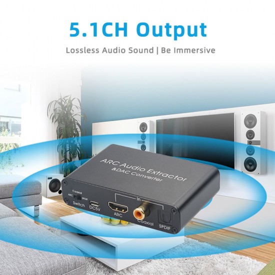 192KHz ARC Audio Adapter HD Audio Extractor Digital to Analog Audio Converter DAC SPDIF Coaxial RCA 3.5mm Jack Output 192KHz ARC Audio Adapter HD Audio Extractor Digital to Analog Audio Converter DAC SPDIF Coaxial RCA 3.5mm Jack Output