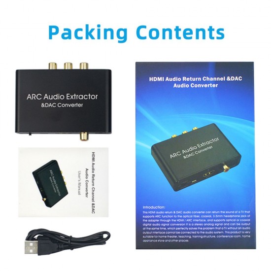 192KHz ARC Audio Adapter HD Audio Extractor Digital to Analog Audio Converter DAC SPDIF Coaxial RCA 3.5mm Jack Output 192KHz ARC Audio Adapter HD Audio Extractor Digital to Analog Audio Converter DAC SPDIF Coaxial RCA 3.5mm Jack Output