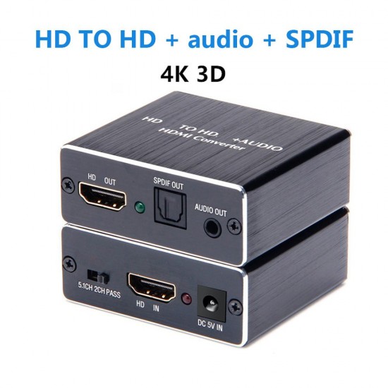 HD to HD + 3.5mm Audio Splitter Adapter, SPDIF, COAXIAL, 2CH/5.1CH, Audio Extractor Converter Audio Splitter with USB Cable HD to HD + 3.5mm Audio Splitter Adapter, SPDIF, COAXIAL, 2CH/5.1CH, Audio Extractor Converter Audio Splitter with USB Cable