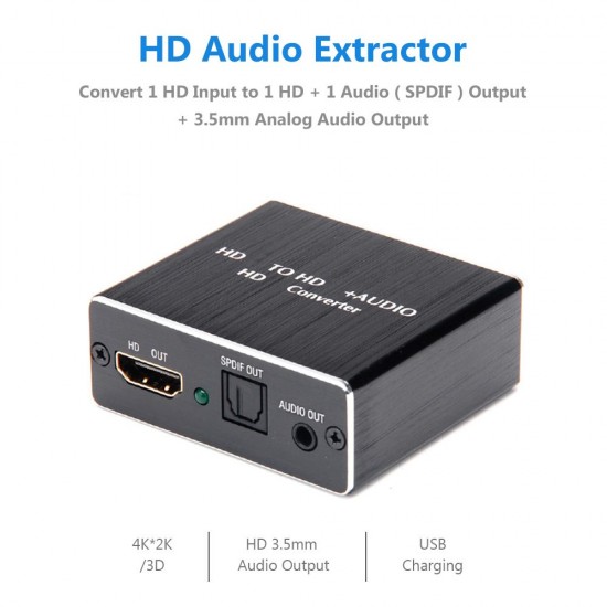 HD to HD + 3.5mm Audio Splitter Adapter, SPDIF, COAXIAL, 2CH/5.1CH, Audio Extractor Converter Audio Splitter with USB Cable HD to HD + 3.5mm Audio Splitter Adapter, SPDIF, COAXIAL, 2CH/5.1CH, Audio Extractor Converter Audio Splitter with USB Cable