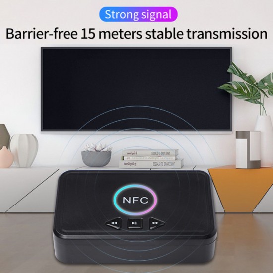 NFC Bluetooth 5.0 Receiver Wireless Audio Receiver Adapter with Microphone RCA AUX Out U Disk Music Playback for Headphones Speaker Home Audio System NFC Bluetooth 5.0 Receiver Wireless Audio Receiver Adapter with Microphone RCA AUX Out U Disk Music Playback for Headphones Speaker Home Audio System