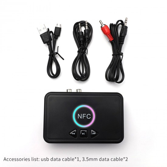 NFC Bluetooth 5.0 Receiver Wireless Audio Receiver Adapter with Microphone RCA AUX Out U Disk Music Playback for Headphones Speaker Home Audio System NFC Bluetooth 5.0 Receiver Wireless Audio Receiver Adapter with Microphone RCA AUX Out U Disk Music Playback for Headphones Speaker Home Audio System