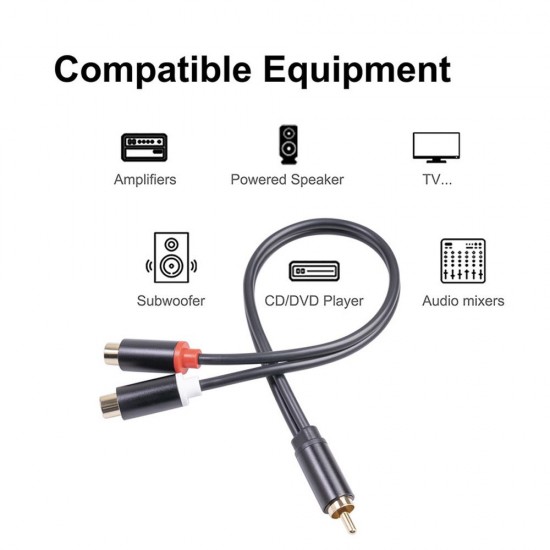 0.3m RCA Audio Speaker Y-Adapter Splitter Cable RCA 1 Male to 2 Female Stereo Audio Cable Gold Plated 0.3m RCA Audio Speaker Y-Adapter Splitter Cable RCA 1 Male to 2 Female Stereo Audio Cable Gold Plated
