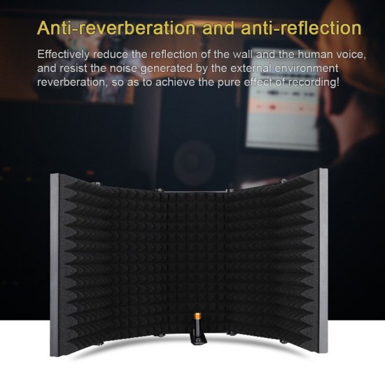 Microphone Isolation Shield 5-Panel Recording Microphone Wind Screen for Recording Studio Foldable High-Density Absorbing Sponge Sheild Sound-absorbing Cover Microphone Sound Insulation Screen Microphone Isolation Shield 5-Panel Recording Microphone Wind Screen for Recording Studio Foldable High-Density Absorbing Sponge Sheild Sound-absorbing Cover Microphone Sound Insulation Screen