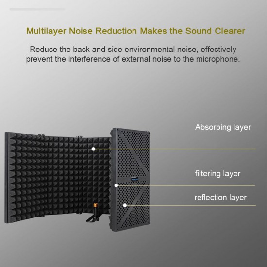 Microphone Isolation Shield 5-Panel Recording Microphone Wind Screen for Recording Studio Foldable High-Density Absorbing Sponge Sheild Sound-absorbing Cover Microphone Sound Insulation Screen Microphone Isolation Shield 5-Panel Recording Microphone Wind Screen for Recording Studio Foldable High-Density Absorbing Sponge Sheild Sound-absorbing Cover Microphone Sound Insulation Screen