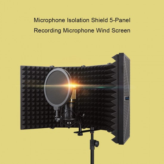 Microphone Isolation Shield 5-Panel Recording Microphone Wind Screen for Recording Studio Foldable High-Density Absorbing Sponge Sheild Sound-absorbing Cover Microphone Sound Insulation Screen Microphone Isolation Shield 5-Panel Recording Microphone Wind Screen for Recording Studio Foldable High-Density Absorbing Sponge Sheild Sound-absorbing Cover Microphone Sound Insulation Screen