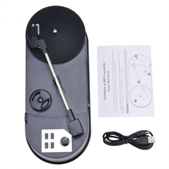 Direct-drive Vinyl to MP3 Converter Turntable to MP3 Adapter to U Disk/ Micro SD Card 3.5mm AUX Port 2 Adjustable Speeds, Black Direct-drive Vinyl to MP3 Converter Turntable to MP3 Adapter to U Disk/ Micro SD Card 3.5mm AUX Port 2 Adjustable Speeds, Black