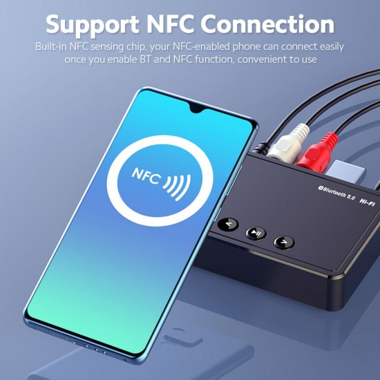 M10 BT5.0 Adapter Multifunctional BT Audio Receiver 15m Transmission Distance Support NFC Connection with USB RCA AUX Ports M10 BT5.0 Adapter Multifunctional BT Audio Receiver 15m Transmission Distance Support NFC Connection with USB RCA AUX Ports