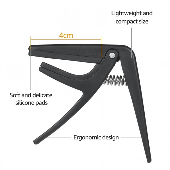 Professional Single-handed Quick-replaceable Ukelele Capo Plastic Steel Black Professional Single-handed Quick-replaceable Ukelele Capo Plastic Steel Black