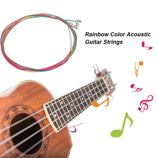 6pcs/Set Rainbow Colors Colorful Acoustic Guitar Strings Musical Instruments Replacement Steel Chord Wire 6pcs/Set Rainbow Colors Colorful Acoustic Guitar Strings Musical Instruments Replacement Steel Chord Wire