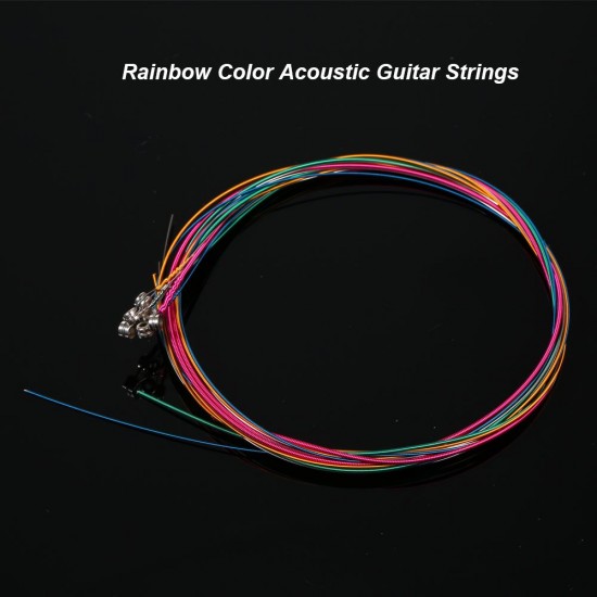 6pcs/Set Rainbow Colors Colorful Acoustic Guitar Strings Musical Instruments Replacement Steel Chord Wire 6pcs/Set Rainbow Colors Colorful Acoustic Guitar Strings Musical Instruments Replacement Steel Chord Wire