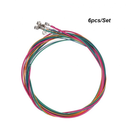6pcs/Set Rainbow Colors Colorful Acoustic Guitar Strings Musical Instruments Replacement Steel Chord Wire 6pcs/Set Rainbow Colors Colorful Acoustic Guitar Strings Musical Instruments Replacement Steel Chord Wire