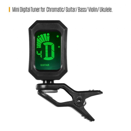 Digital Tuner Clip-On Design LCD Display Vibration Tuning for Chromatic/ Guitar/ Bass/ Violin/ Ukulele Digital Tuner Clip-On Design LCD Display Vibration Tuning for Chromatic/ Guitar/ Bass/ Violin/ Ukulele