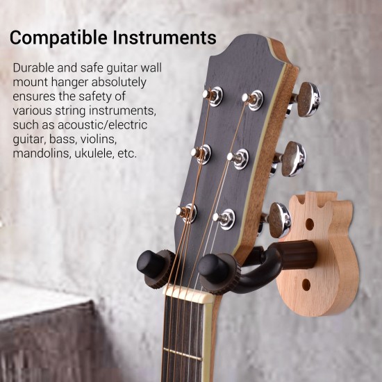 Guitar Wall Mount Hanger Solid Wood Guitar Hanger Wall Hook Holder Stand with Metal Steadying Bars for Acoustic Electric Guitar Bass Ukulele Guitar Wall Mount Hanger Solid Wood Guitar Hanger Wall Hook Holder Stand with Metal Steadying Bars for Acoustic Electric Guitar Bass Ukulele