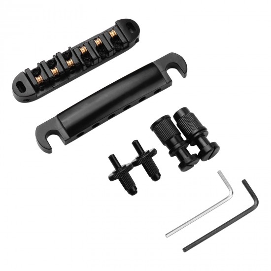 Guitar Roller Saddle Bridge Tailpiece Set with Studs/Wrenches Replacement for LP Electric Guitars Guitar Roller Saddle Bridge Tailpiece Set with Studs/Wrenches Replacement for LP Electric Guitars