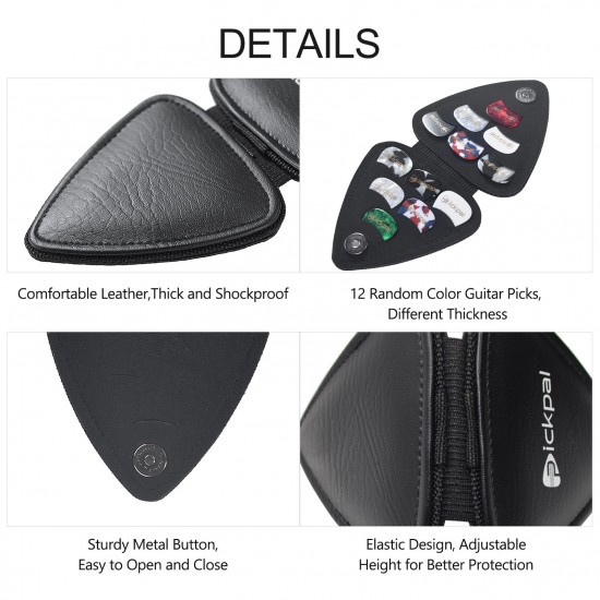 PICKPAL Guitar Picks Holder Case for Acoustic Electric Guitar Includes 12 PCS Guitar Picks Leather Guitar Plectrums Storage Pouch Guitar Pick Bag Gifts for Kids Friends Guitar Players PICKPAL Guitar Picks Holder Case for Acoustic Electric Guitar Includes 12 PCS Guitar Picks Leather Guitar Plectrums Storage Pouch Guitar Pick Bag Gifts for Kids Friends Guitar Players