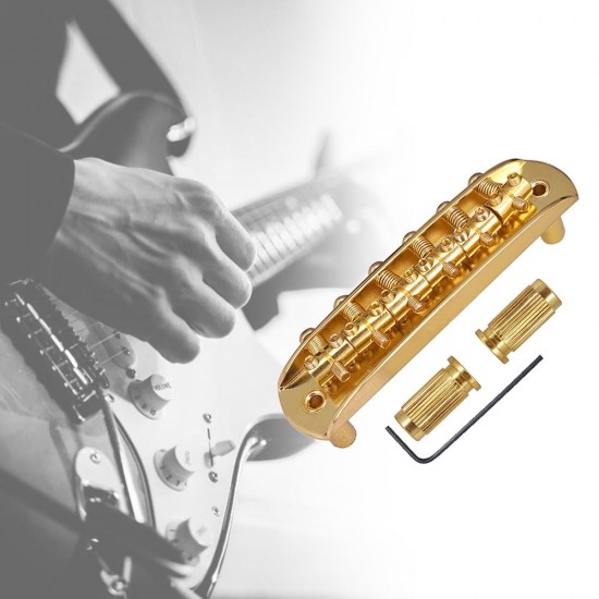 Electric Guitar Bridge Compatible with JM Series, Guitar Tailpiece Chrome Roller Saddles with 2 Screw Sleeves & 1.5mm Hexagonal Wrench Electric Guitar Bridge Compatible with JM Series, Guitar Tailpiece Chrome Roller Saddles with 2 Screw Sleeves & 1.5mm Hexagonal Wrench