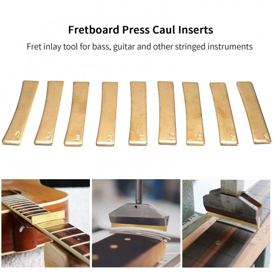 9Pcs Guitar Brass Radian Fret Inserts 7.25/9.5/10/12/14/15/16/17/20 Radius Fingerboard Fret Press Caul Insert for Acoustic/Electric Guitar Electric Bass 9Pcs Guitar Brass Radian Fret Inserts 7.25/9.5/10/12/14/15/16/17/20 Radius Fingerboard Fret Press Caul Insert for Acoustic/Electric Guitar Electric Bass