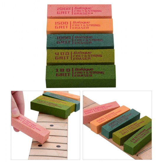 Guitar Fret Polishing Erasers Abraisive Rubber Blocks with 180 Grit & 400 Grit & 1000 Grit & 1500 Grit & 2000 Grit for Guitar Fret Strings Polishing Maintaining Guitar Fret Polishing Erasers Abraisive Rubber Blocks with 180 Grit & 400 Grit & 1000 Grit & 1500 Grit & 2000 Grit for Guitar Fret Strings Polishing Maintaining