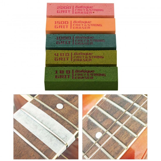Guitar Fret Polishing Erasers Abraisive Rubber Blocks with 180 Grit & 400 Grit & 1000 Grit & 1500 Grit & 2000 Grit for Guitar Fret Strings Polishing Maintaining Guitar Fret Polishing Erasers Abraisive Rubber Blocks with 180 Grit & 400 Grit & 1000 Grit & 1500 Grit & 2000 Grit for Guitar Fret Strings Polishing Maintaining