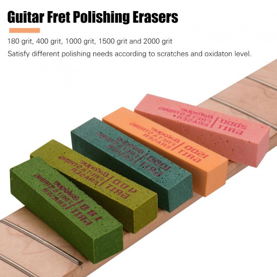 Guitar Fret Polishing Erasers Abraisive Rubber Blocks with 180 Grit & 400 Grit & 1000 Grit & 1500 Grit & 2000 Grit for Guitar Fret Strings Polishing Maintaining Guitar Fret Polishing Erasers Abraisive Rubber Blocks with 180 Grit & 400 Grit & 1000 Grit & 1500 Grit & 2000 Grit for Guitar Fret Strings Polishing Maintaining