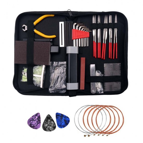 Guitar Repairing Tools Set Stringed Instrument Fretboard Maintenance Tools Repairing Tools Bag for Guitar Ukulele Guitar Repairing Tools Set Stringed Instrument Fretboard Maintenance Tools Repairing Tools Bag for Guitar Ukulele