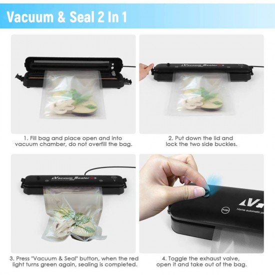 Vacuum Sealer Machine Automatic Vacuum Air Sealing System with 15 Sealing Bags For for Food Preservation Storage Saver Vacuum Sealer Machine Automatic Vacuum Air Sealing System with 15 Sealing Bags For for Food Preservation Storage Saver