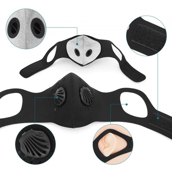 Adults Mouth Mask with Double Valves Active Carbon Filter Adjustable Safety Mask Reusable Breathing Valve Mask for Running Cycling Camping Traveling Adults Mouth Mask with Double Valves Active Carbon Filter Adjustable Safety Mask Reusable Breathing Valve Mask for Running Cycling Camping Traveling