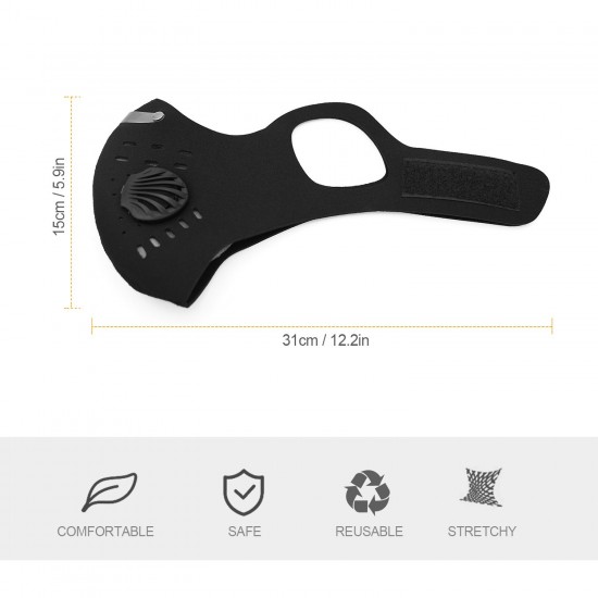 Adults Mouth Mask with Double Valves Active Carbon Filter Adjustable Safety Mask Reusable Breathing Valve Mask for Running Cycling Camping Traveling Adults Mouth Mask with Double Valves Active Carbon Filter Adjustable Safety Mask Reusable Breathing Valve Mask for Running Cycling Camping Traveling