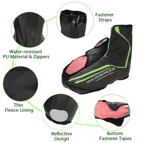 Cycling Bicycle Shoe Covers Waterproof Thermal MTB Mountain Bike Overshoes Protector with Fleece Lining Cycling Bicycle Shoe Covers Waterproof Thermal MTB Mountain Bike Overshoes Protector with Fleece Lining