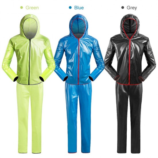 Waterproof Raincoat Pants Set Women Men Reflective Waterproof Hooded Suit for Cycling Riding Camping Waterproof Raincoat Pants Set Women Men Reflective Waterproof Hooded Suit for Cycling Riding Camping
